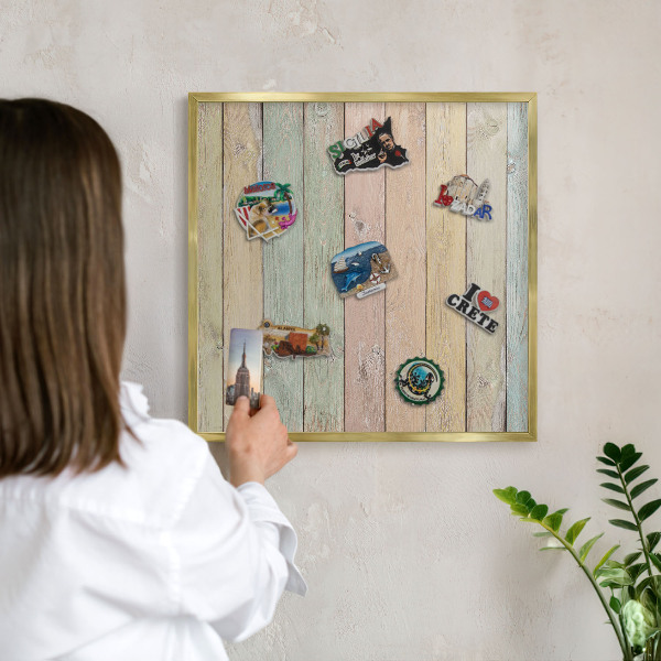 Pizarra magnética de pared en color oro Tablas rústicas