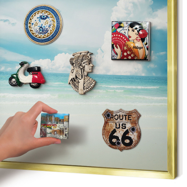Tablero para imanes decorativo con marco dorado Armonía marítima