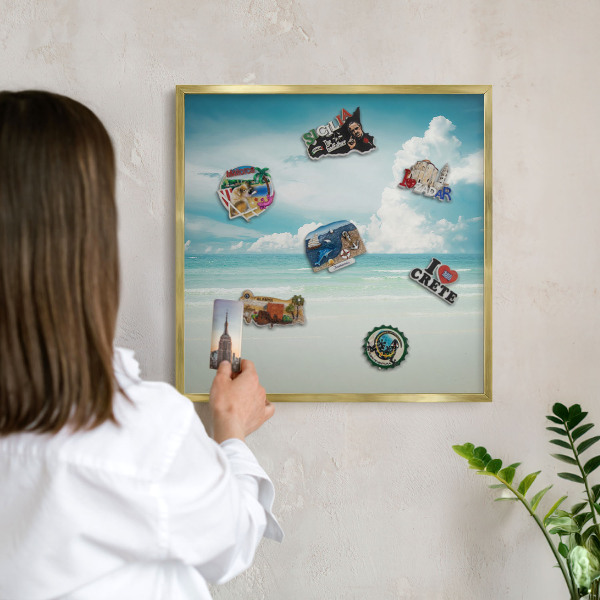 Tablero para imanes decorativo con marco dorado Armonía marítima