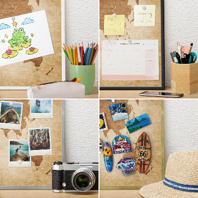 Tablero para imanes decorativo con marco dorado Mapa antiguo