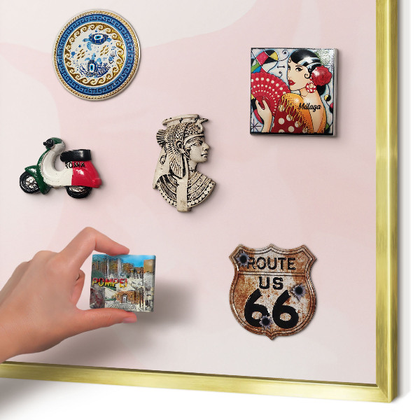Tablero para imanes decorativo con marco dorado Rosa delicado