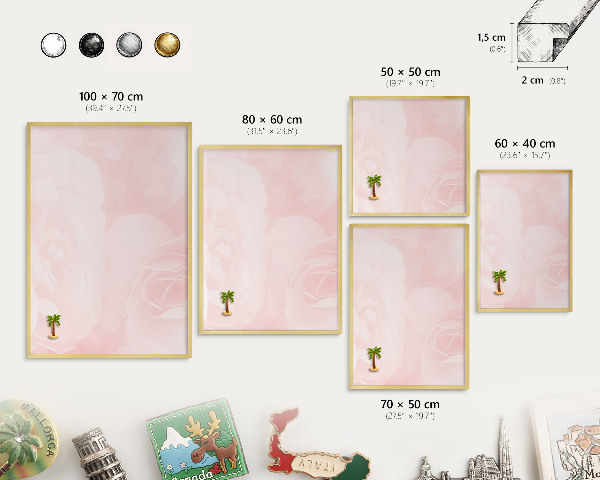Tablero para imanes decorativo con marco dorado Rosa delicado
