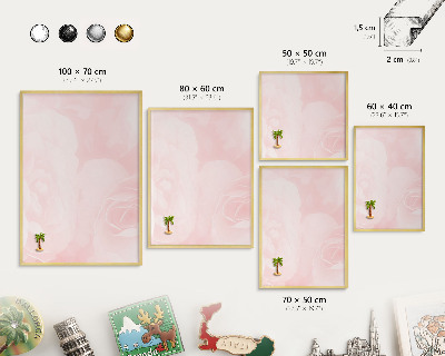 Tablero para imanes decorativo con marco dorado Rosa delicado