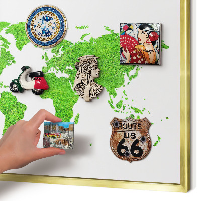 Pizarra magnética de pared en color oro Mapa verde
