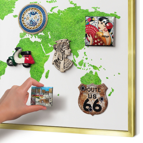 Pizarra magnética de pared en color oro Mapa verde