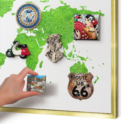 Pizarra magnética de pared en color oro Mapa verde