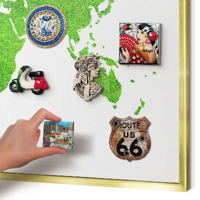 Pizarra magnética de pared en color oro Mapa verde