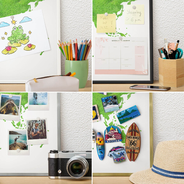 Pizarra magnética de pared en color oro Mapa verde