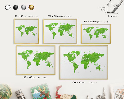 Pizarra magnética de pared en color oro Mapa verde