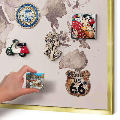 Tablero para imanes decorativo con marco dorado Mapa del mundo