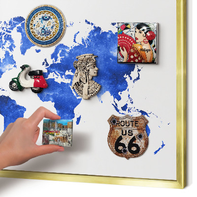 Tablero para imanes decorativo con marco dorado Mapa del mundo
