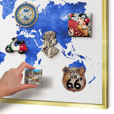 Tablero para imanes decorativo con marco dorado Mapa del mundo