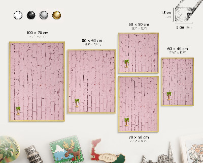 Tablero para imanes decorativo con marco dorado Ladrillo rosa