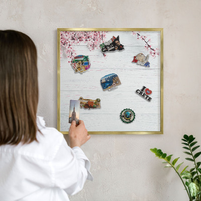 Pizarra magnética de pared en color oro Elegancia floreciente