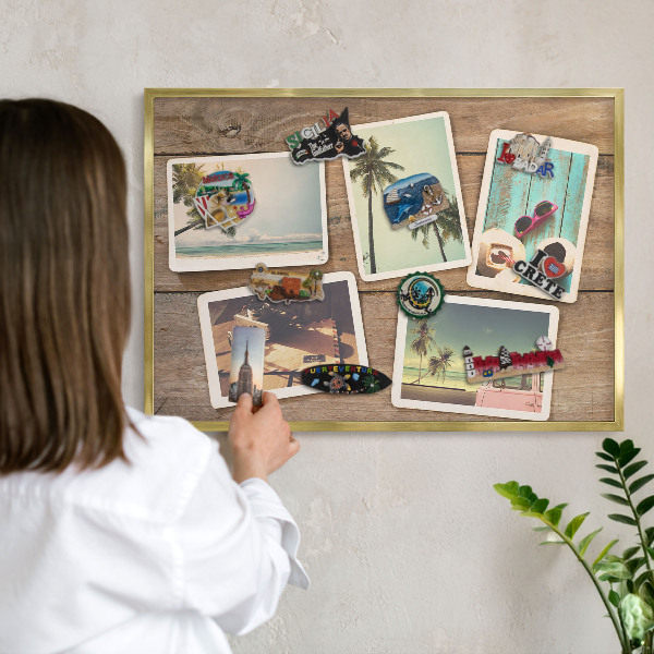 Tablero para imanes decorativo con marco dorado Nostalgia navideña