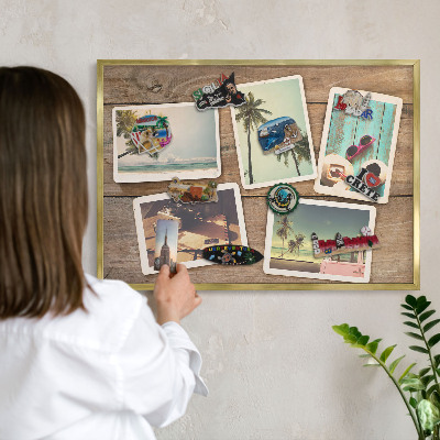 Tablero para imanes decorativo con marco dorado Nostalgia navideña