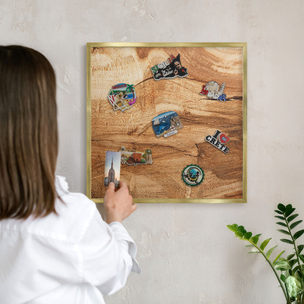 Pizarra magnética de pared en color oro Madera natural