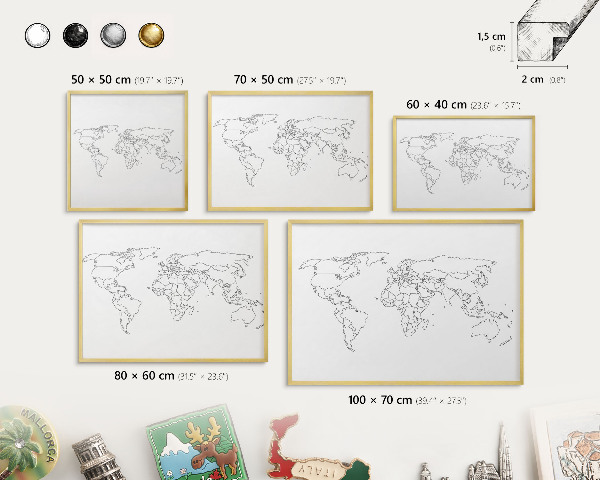 Pizarra magnética de pared en color oro Mapa de curvas de nivel