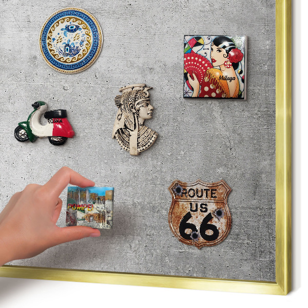 Tablero para imanes decorativo con marco dorado Patrón de hormigón