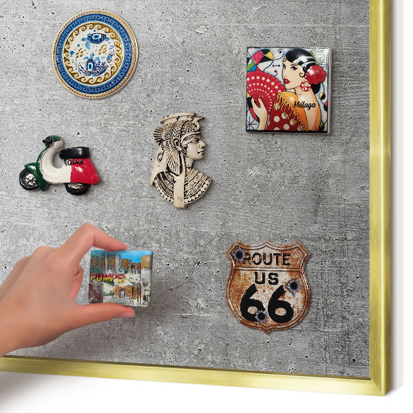 Tablero para imanes decorativo con marco dorado Patrón de hormigón