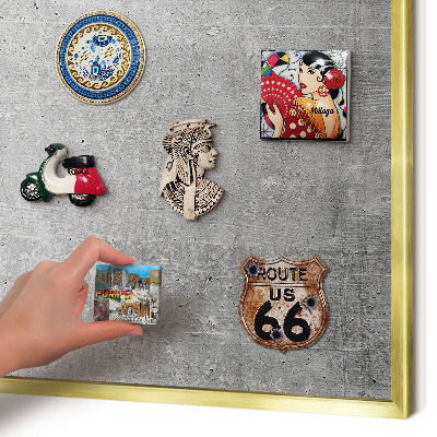 Tablero para imanes decorativo con marco dorado Patrón de hormigón
