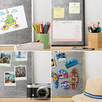Tablero para imanes decorativo con marco dorado Patrón de hormigón