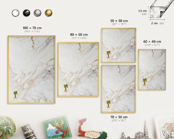 Pizarra magnética de pared en color oro Elegancia del mármol