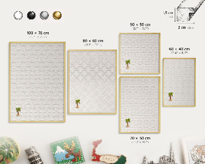 Tablero para imanes decorativo con marco dorado Ondas suaves