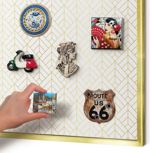 Tablero para imanes decorativo con marco dorado Geometría de las hojas