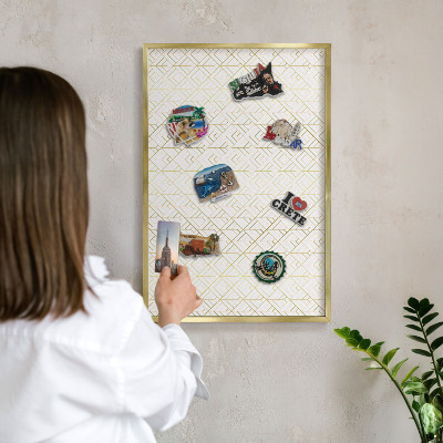 Tablero para imanes decorativo con marco dorado Geometría de las hojas