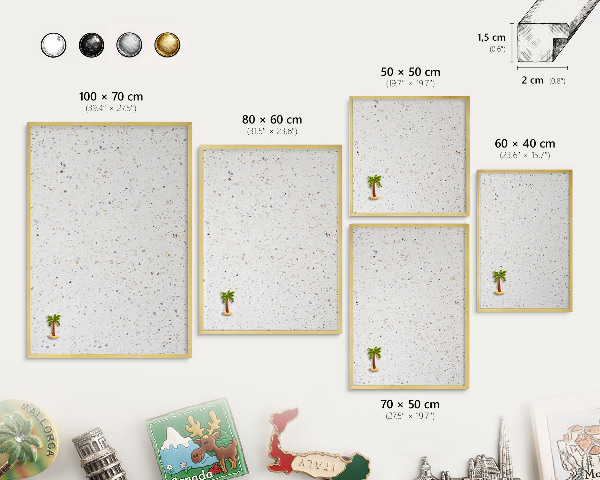 Tablero para imanes decorativo con marco dorado Patrón de terrazo