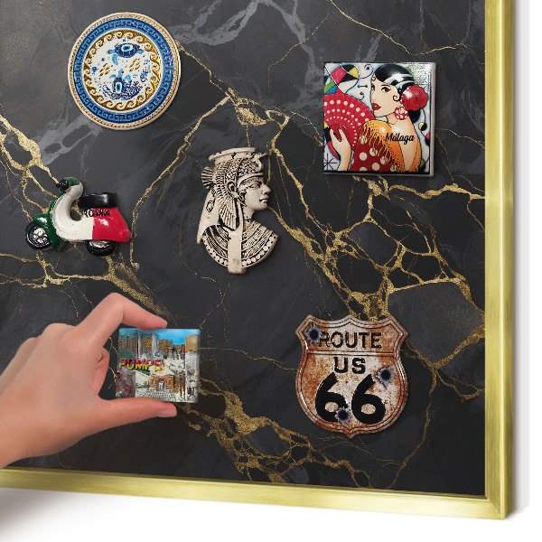 Pizarra magnética de pared en color oro Mármol negro