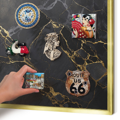 Pizarra magnética de pared en color oro Mármol negro