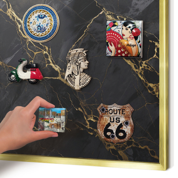Pizarra magnética de pared en color oro Mármol negro