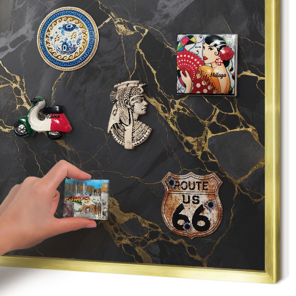 Pizarra magnética de pared en color oro Mármol negro