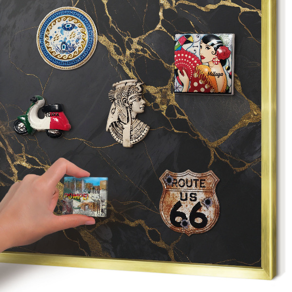 Pizarra magnética de pared en color oro Mármol negro