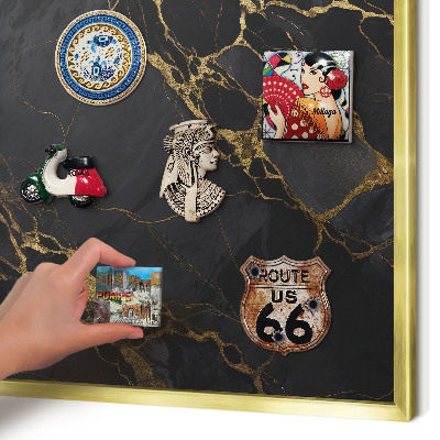 Pizarra magnética de pared en color oro Mármol negro