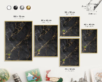 Pizarra magnética de pared en color oro Mármol negro