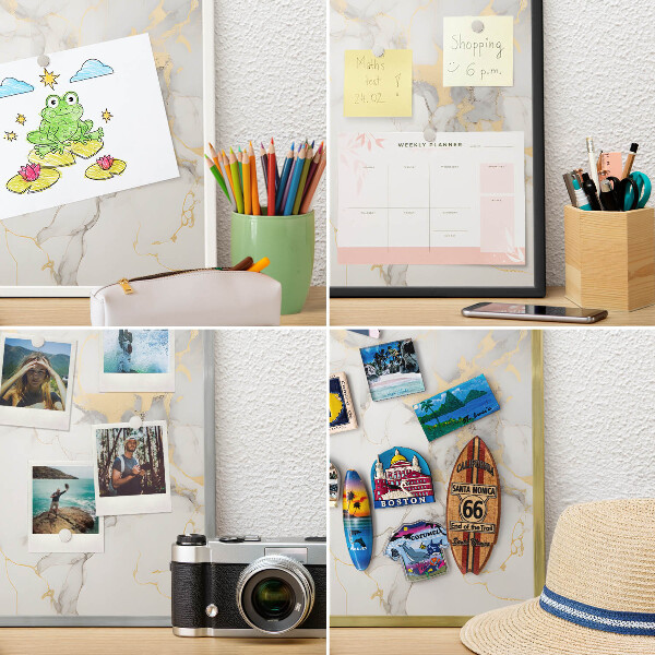 Tablero para imanes decorativo con marco dorado Elegancia delicada