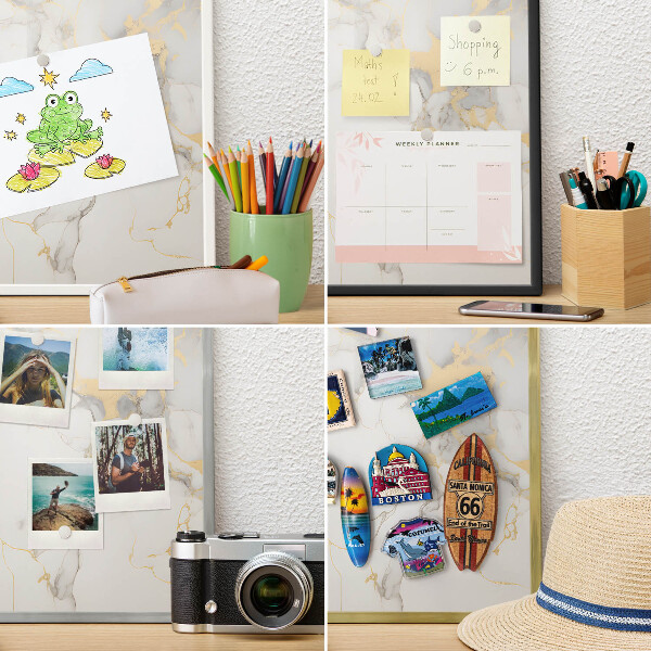 Tablero para imanes decorativo con marco dorado Elegancia delicada