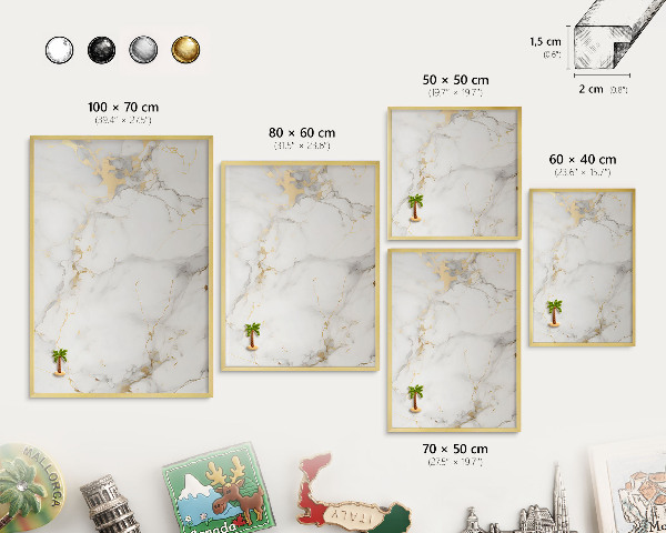 Tablero para imanes decorativo con marco dorado Elegancia delicada