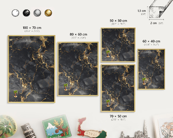 Pizarra magnética de pared en color oro Venas delicadas