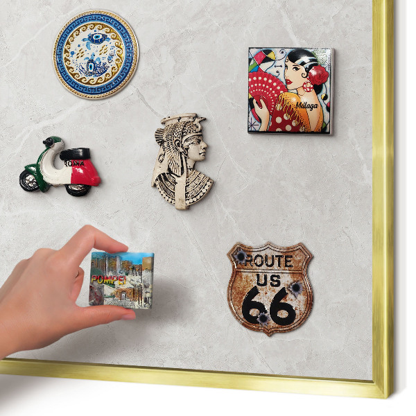 Tablero para imanes decorativo con marco dorado Mármol gris