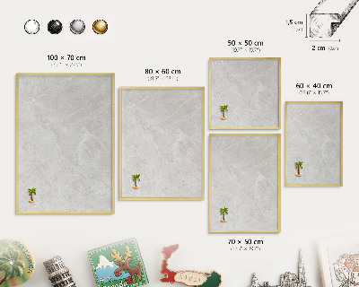 Tablero para imanes decorativo con marco dorado Mármol gris