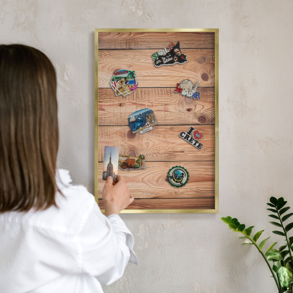 Tablero para imanes decorativo con marco dorado Tablas de madera