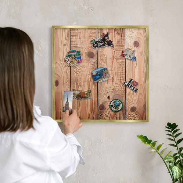 Tablero para imanes decorativo con marco dorado Tablas de madera
