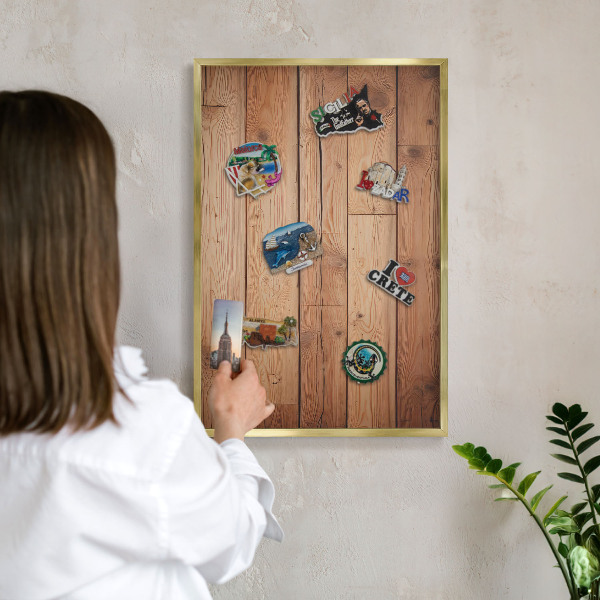 Pizarra magnética de pared en color oro Tablas de madera