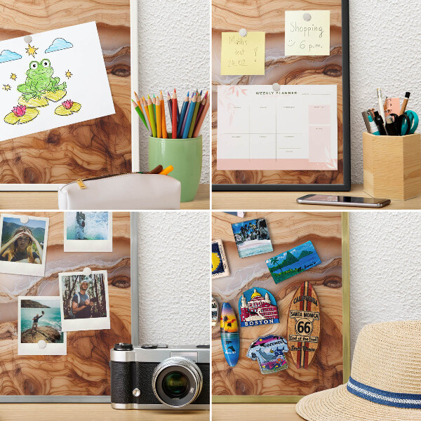 Tablero para imanes decorativo con marco dorado Elegancia de madera