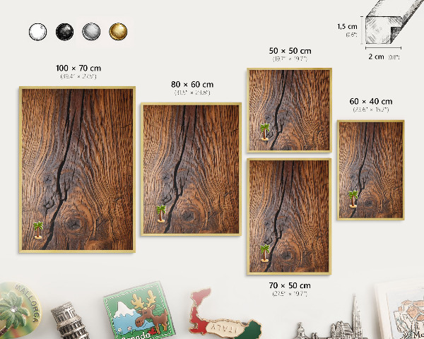 Tablero para imanes decorativo con marco dorado Textura de madera