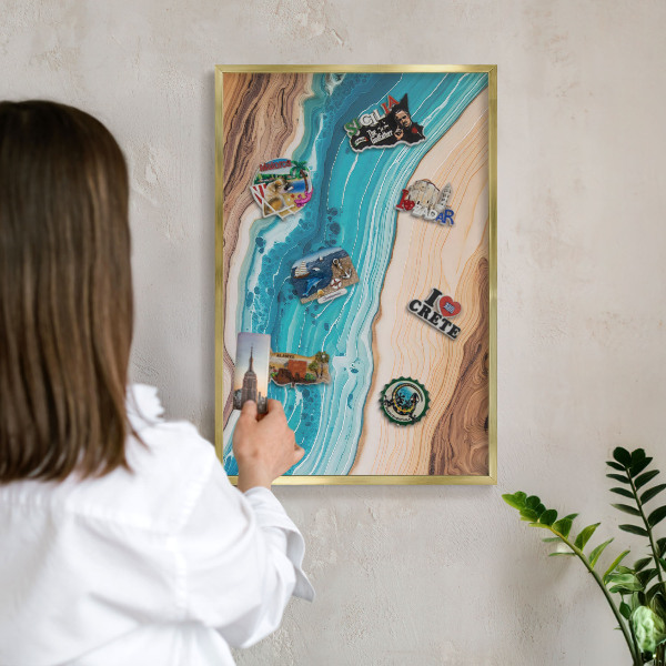 Pizarra magnética de pared en color oro Capas de la Tierra